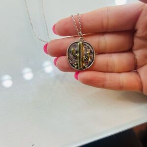 Silver, cactus necklace